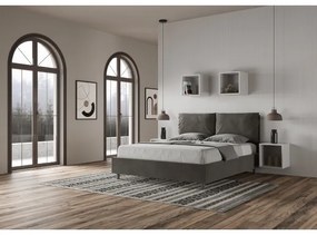 Letto matrimoniale e rete 160x190 in microfibra grigio Antea