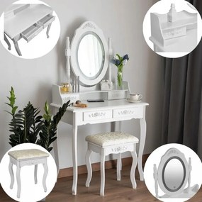 Toeletta vintage con specchio girevole e illuminazione a LED