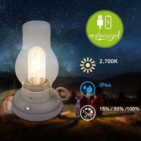 Brilo - Lampada da tavolo ricaricabile e dimmerabile per esterni KANEA LED/1,5W/5V IP44 1200mAh antracite