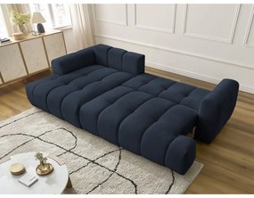 Divano angolare blu scuro allungabile e con contenitore (penisola a sinistra/chaise lounge) con rivestimento in ciniglia Fuji – Bobochic Paris