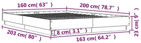 Giroletto Grigio Sonoma 160x200 cm in Legno Multistrato