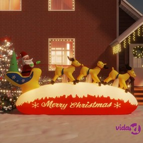 vidaXL Decorazione Natalizia Babbo Natale e Renne Gonfiabili LED 145cm