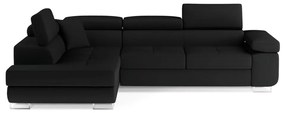 Divano angolare nero allungabile/con contenitore (con penisola a sinistra/a L) Anton – ELTAP