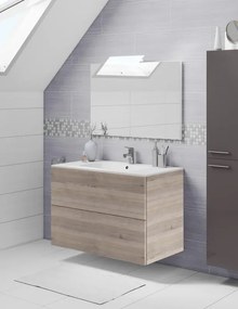 Mobile sottolavabo e lavabo Neo rovere grigio L 90 x H 64 x P 48 cm 1 vasca 2 cassetti