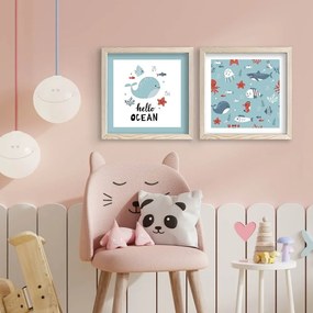 Quadri per bambini in set da 2 33x33 cm Hello Ocean - Wallity