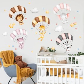 Adesivo murale - Animali safari su paracadute | Inspio