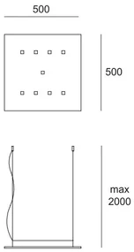 Sosp biemissione 500x500 led 52W+12W nero NW
