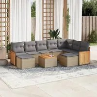 Set Divano da Giardino 10 pz con Cuscini Beige in Polyrattan 3260631