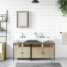 Set mobili da bagno 3 pz rovere sonoma in legno multistrato