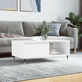 Tavolino Da Salotto Bianco 90x50x36,5 Cm İn Legno Multistrato /