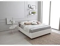 Letto singolo con struttura in legno e similpelle bianco 168x205x26h cm