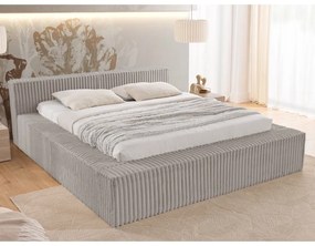 Letto matrimoniale imbottito grigio con contenitore e rete inclusi 180x200 cm Cloe – Ropez