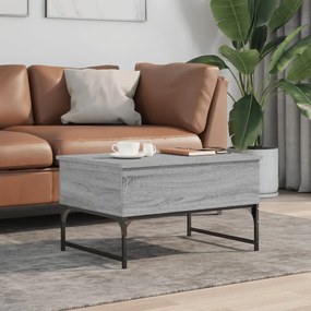 Tavolino salotto grigio sonoma 70x50x40 cm multistrato metallo