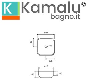 Kamalu - Lavabo appoggio 41cm in ceramica slim bianca |Litos-0015