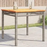 Tavolo da Giardino Grigio 80x80x75 cm Polyrattan e Legno Acaciacod mxl 91147