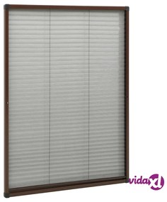 vidaXL Zanzariera Plissettata Finestre in Alluminio Marrone 80x120 cm