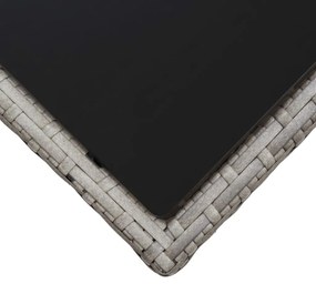 Tavolino da caffè grigio 45x45x40 cm in polyrattan e vetro