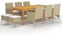 Set Mobili da Pranzo per Giardino 11 pz Beige 3067873