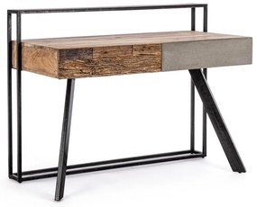 Scrivania MANCHESTER in legno di mango e acciaio nero, 120&#215;60 cm