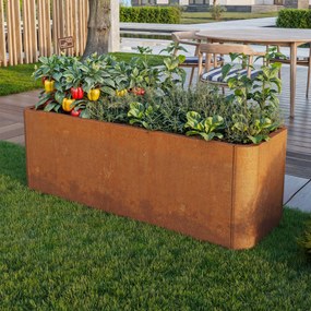 PRIMEYARD 120 x 40 x 40 cm Orto rialzato, acciaio corten, look ruggine, con base forata inclusa - (GFPV01071)