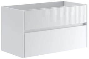 Mobile da bagno sotto lavabo Niwa bianco laccato opaco L 89.5 x H 50 x P 45.5 cm 2 cassetti, lavabo non incluso