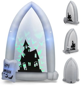 Costway Tomba gonfiabile di Halloween con luci LED, Decorazione gonfiabile con potente soffiatore motivo pipistrello