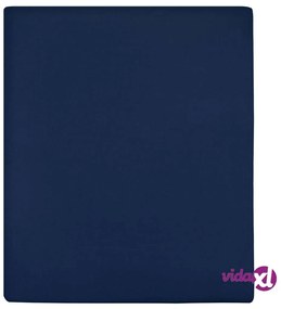 vidaXL Lenzuola con Angoli Jersey 2pz Blu Marino 140x200 cm Cotone