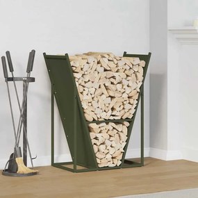 Rastrelliera Per Legna Da Ardere Verde Oliva 69,5x35x81 Cm /