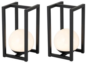 Set di 2 lampade da tavolo da esterno nere con ricarica touch - Nowi