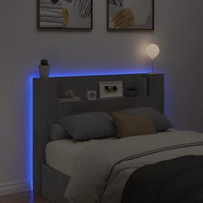 Testiera con contenitore a led grigio cemento 140x16,5x103,5 cm