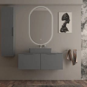 Mobile da bagno sotto lavabo Modula grigio nuvola liscio laccato opaco L 120 x H 43 x P 44 cm 2 cassetti, lavabo non incluso