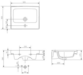 Cersanit K114-005 - Lavandino incassato CREA 40x50,5 cm ceramiche/bianco lucido