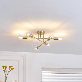 Plafoniera soffitto Aloria Lindby, dimmerabile, Ottone / Oro, Soggiorno / Sala da pranzo, Metallo, Moderno, Plafoniera