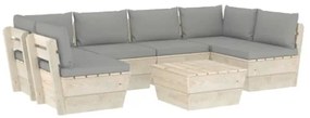 Set Divani da Giardino su Pallet 7 pz con Cuscini Legno Abete