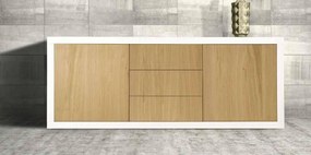 Credenza da 186 cm in legno rovere naturale e bianco