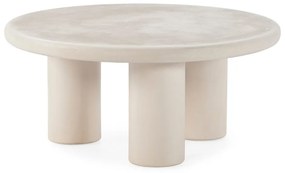 Tavolino da salotto rotondo color crema con effetto pietra ø 80 cm Iriel – MOME