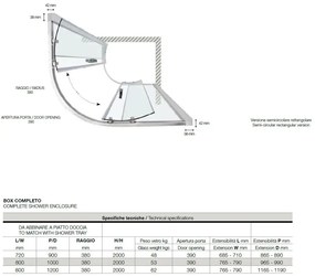 Box Doccia Semicircolare 6mm Scorrevole Anticalcare H200 FS40