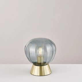 Lampada Da Tavolo Moderna Sydney Base Oro E Sfera In Vetro Fumé 1 Luce E14