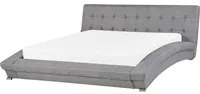 Letto Imbottito Tessuto Grigio Rete a Doghe Design Curvo 180 x 200 cm