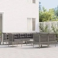 Set Divani da Giardino 11 pz con Cuscini in Polyrattan Grigio 3187583