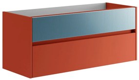 Mobile da bagno sospeso sotto lavabo L 119.5 x H 50 x P 45.5 cm blu opaco, 2 cassetti Niwa