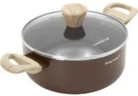 Casseruola 20 cm marrone scritta Cooking Therapy con coperchio