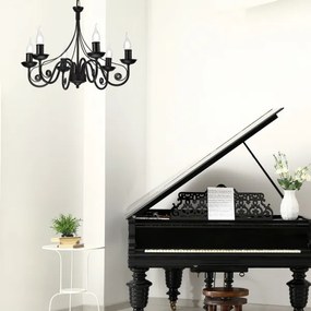 Lampadario a sospensione con catena DONATO 6xE14/40W/230V nero