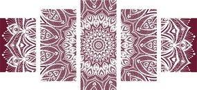 Quadri 5 pezzi – Mandala armonia su sfondo rosa