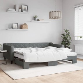 Divano Letto Estraibile Materassi Grigio Scuro 90x200cm Tessuto /