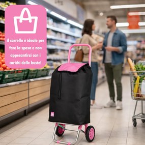 Carrello per la Spesa Poseidon Trolley con Rivestimento Termico 36x30x90 cm e Ruote Rosa...