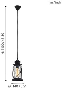 Eglo 49213 - Lampadario BRADFORD 1xE27/60W/230V
