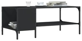 Tavolino Salotto con Ripiano Nero 100x51x40cm Legno Multistrato