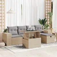 Set Divano da Giardino 6 pz con Cuscini Beige in Polyrattan 3327929