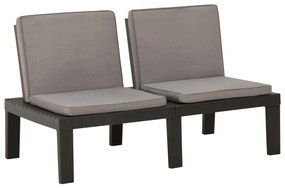 Set Divani da Giardino con Cuscini 4 pz in Plastica Grigio